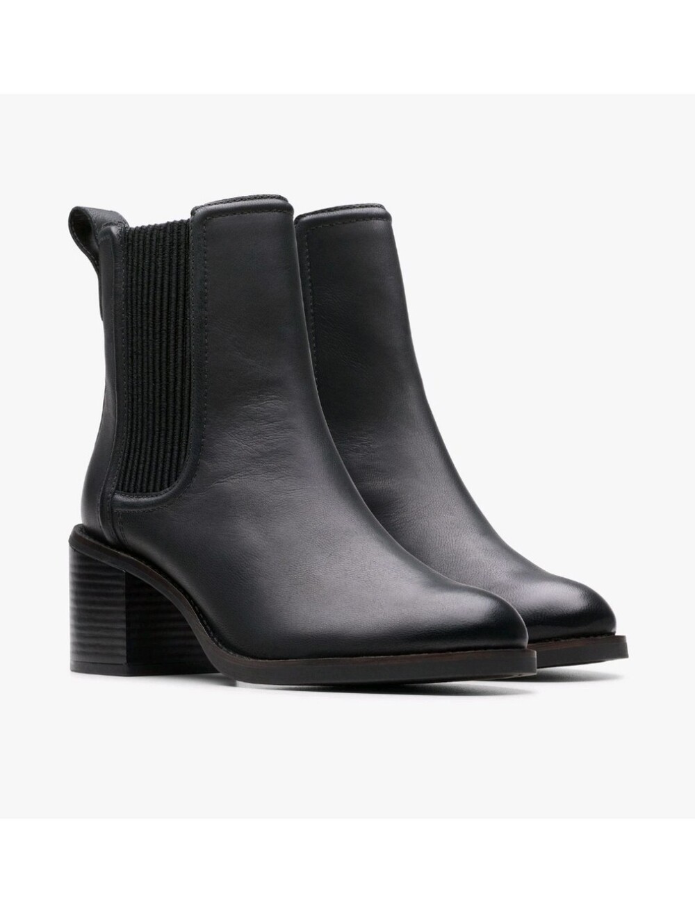 Clarks Women's Chamberly Top Chelsea  Black Leather Boots Size 8